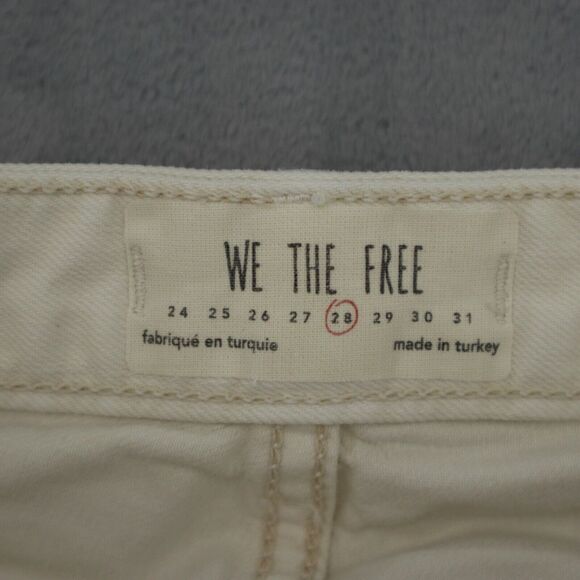 We The Free Pants Womens 28 Ivory Denim Straight Leg Mid Rise Casual Jeans - Picture 2 of 14